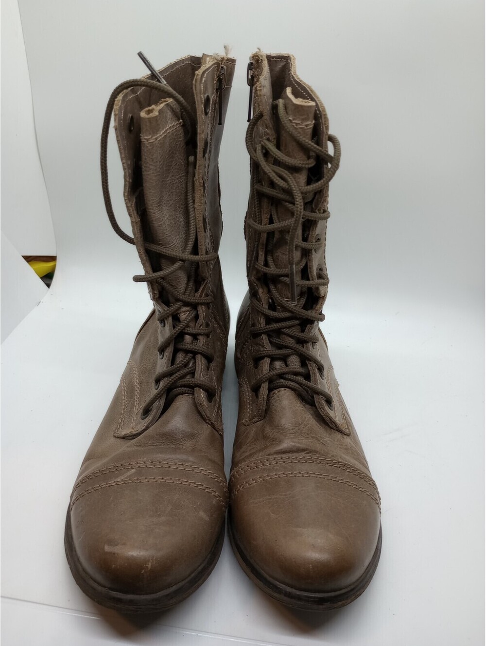 Steve Madden Women's Boots Lace Up Zip Combat Round Toe Sz 6M Brown 205